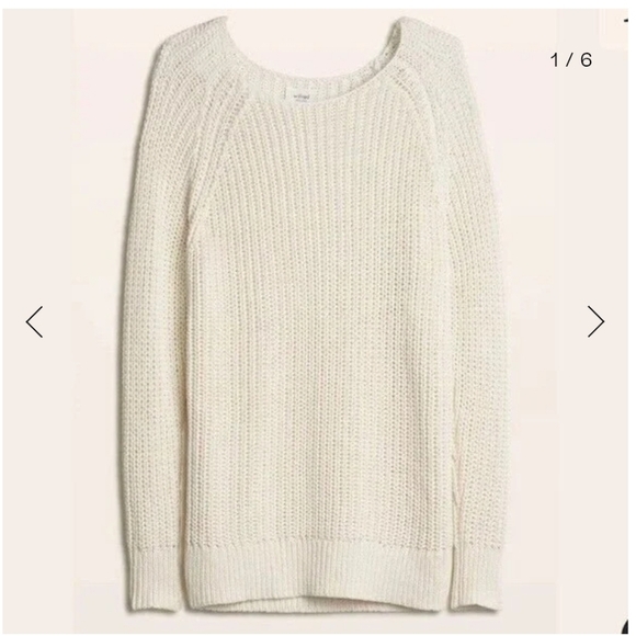 Aritzia Sweaters - ARITZIA | Wilfred Ivory Linen Randonnai Sweater Chunky Knit Side Slits sz S